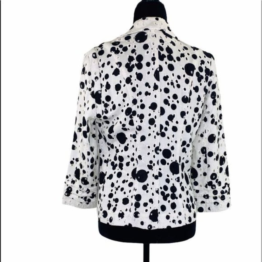 ALBERTO MAKALI Tailored Jacket Designer Linen Eyelet Blazer women’s size 8 - Picture 14 of 14